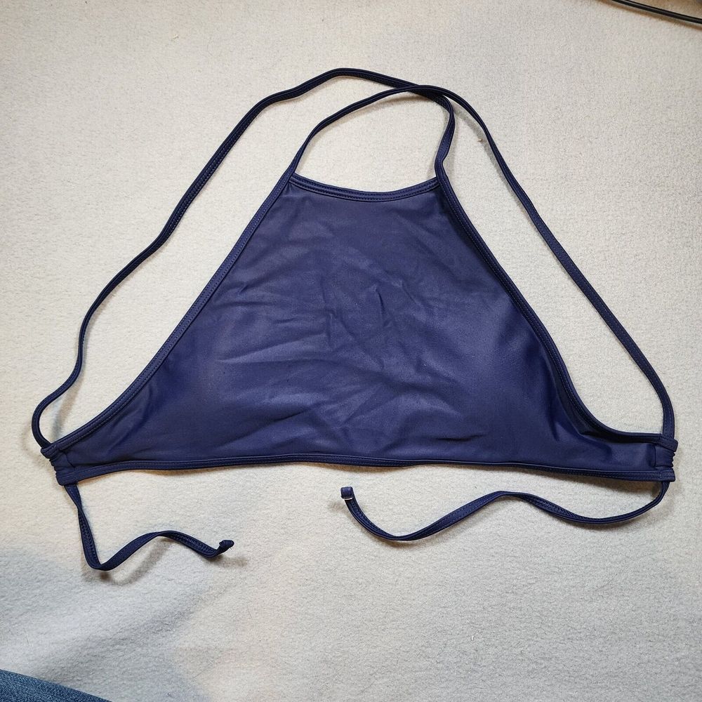 Aerie Blue Crop Style Swim Bikini‎ Top Size Small Halter Tie